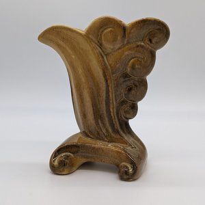 Vintage Gonder Pottery Dark Yellow Green Vase Mid Century MCM E-4 USA